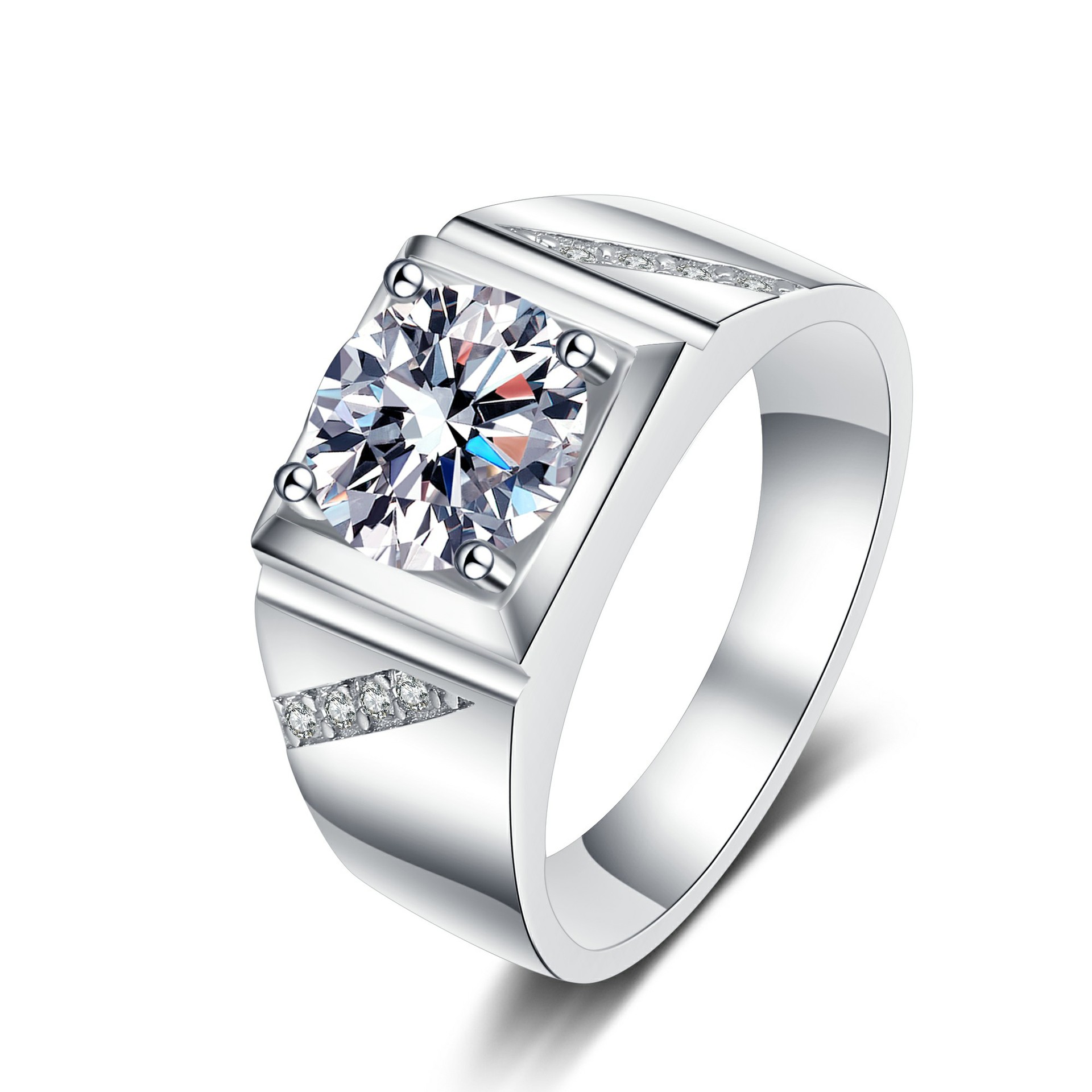 Men's 925 Silver Moissanite Dominating Ring, Festive Gift